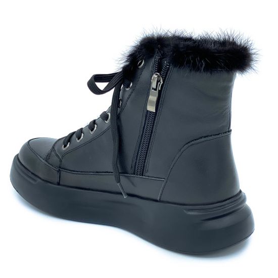 Ботинки Marcelo Lopez черные кожаные МЕХ - фото 3, RW08 ML