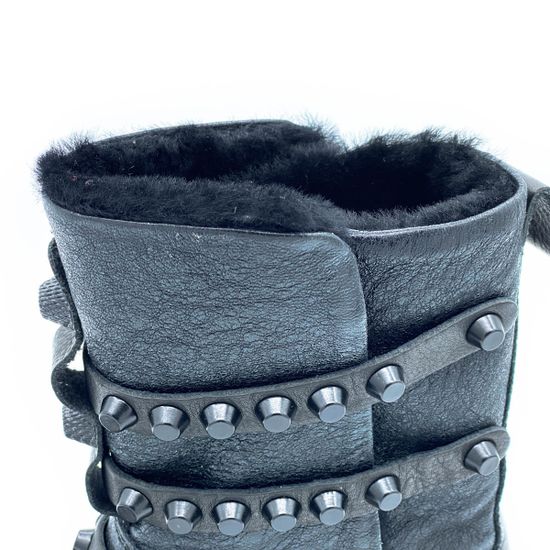 Полусапоги Mimmu черные кожаные МЕХ - фото 7, BOOTH1 MIM
