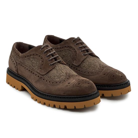 Полуботинки-броги GIAMPIERONICOLA коричневые из нубука демисезонные - фото 8, 41102 GPN MORO