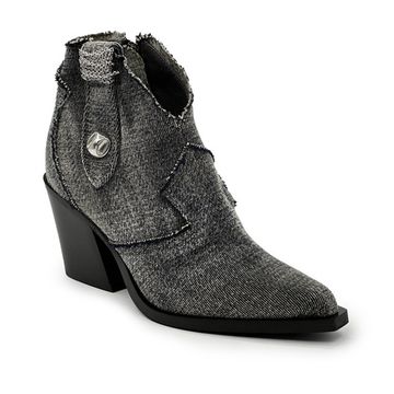 Ботинки казаки FRU.IT серые джинсовые с цепью демисезонные - фото 2, 8575 FR