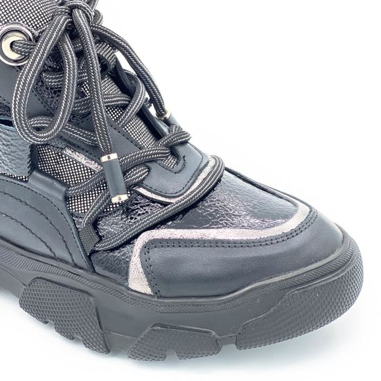 Кроссовки Lab Milano черно-серебряные кожаные Байка - фото 6, ZN1295 LAB