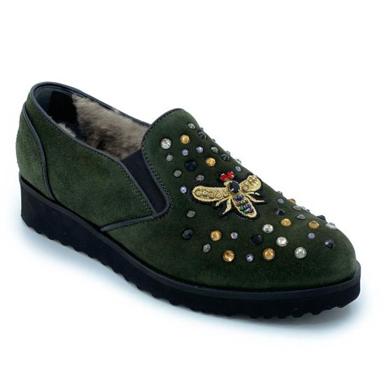 Полуботинки Marzetti зеленые замшевые МЕХ - фото 2, 