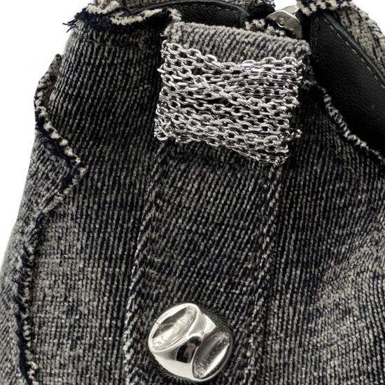 Ботинки казаки FRU.IT серые джинсовые с цепью демисезонные - фото 7, 8575 FR