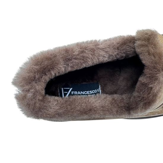 Лоферы Francesco Valeri бежевые замшевые на меху - фото 7, U32 FV CUOIO