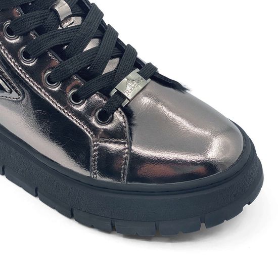 Ботинки Ilasio Renzoni серебряного цвета кожаные на меху - фото 6, 