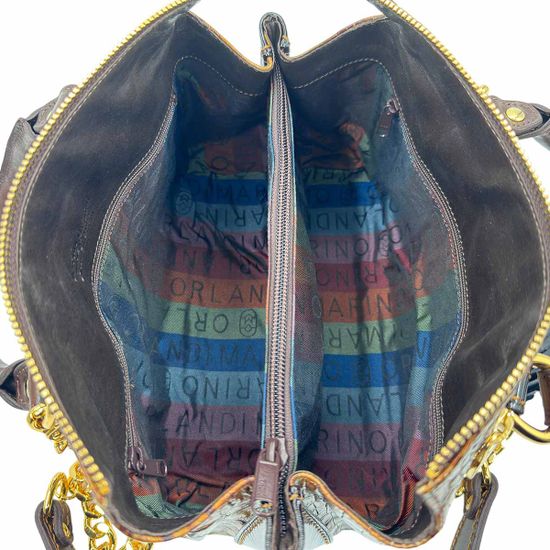 Сумка Marino Orlandi кожаная коричневая тиснение крокодил - фото 5, 4961 MO MORO