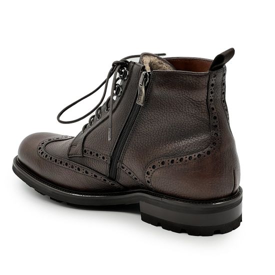 Ботинки высокие Mario Bruni коричневые кожаные на меху - фото 3, 14561 MB MORO