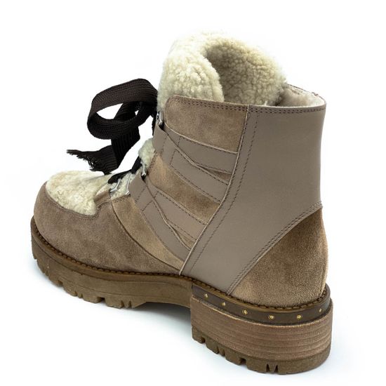 Ботинки Tiffi бежевые МЕХ комбинация кожи и замши - фото 3, FA28M TI