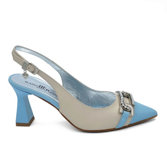 Туфли Ilasio Renzoni бежево-голубые кожаные - фото 1, 6428 IR BLU