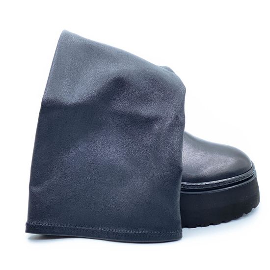 Сапоги Fru.it черные кожаные Байка со стрейчевым голенищем - фото 4, 