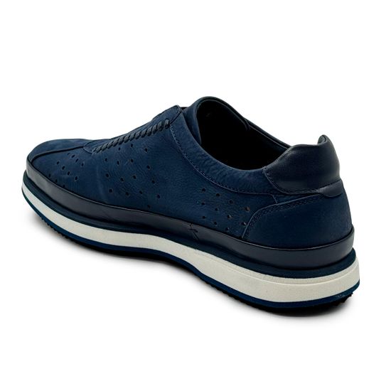 Кроссовки Giampieronicola синие кожа/нубук перфорированные - фото 3, F338183A GPN BLU