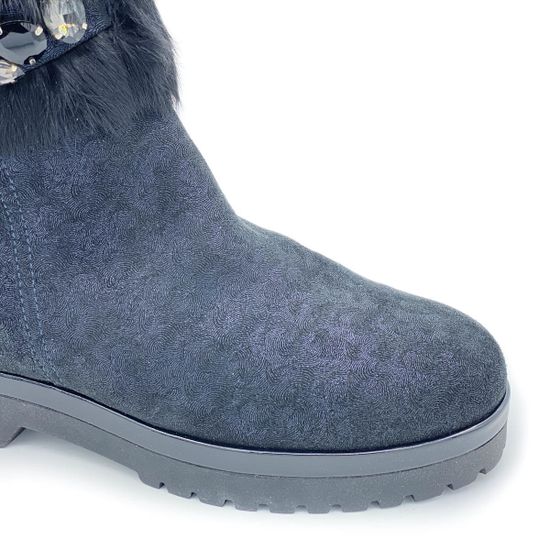 Ботинки Marzetti черные МЕХ замшевые с лазерной обработкой - фото 5, 