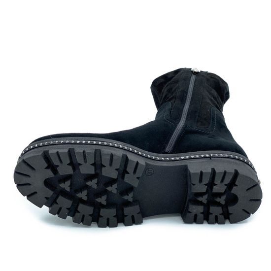 Полусапоги Mara черные замшевые МЕХ - фото 4, 