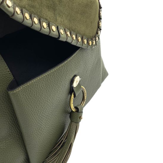 Сумка Ripani зеленая комбинация кожи и замши - фото 5, 