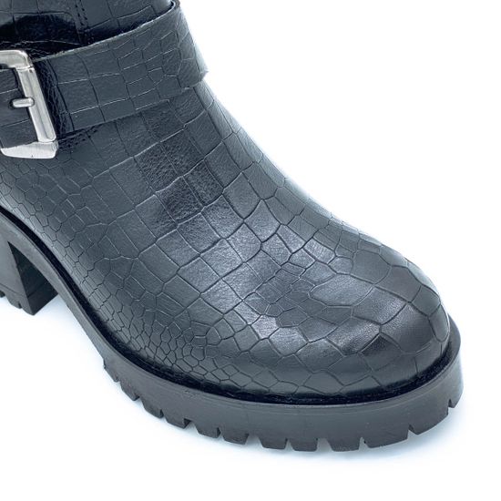 Ботинки Mimmu черные кожаные Байка тиснение под крокодила - фото 6, E228E2 MIM COCCO