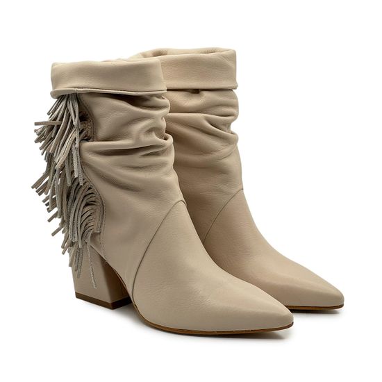 Полусапоги казаки MIMMU бежевые кожаные демисезонные - фото 9, M2726M7 MIM BEIGE