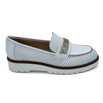 Лоферы Donna Soft белые кожаные с перфорацией - фото 1, DS1753 DS