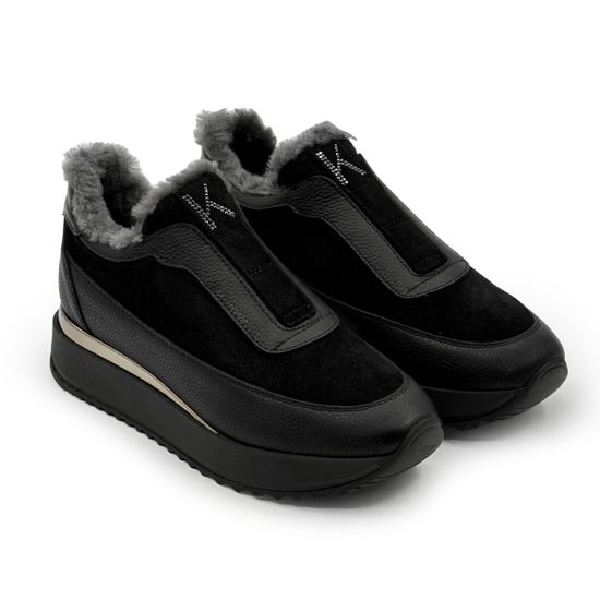 Полуботинки KELTON черные замша/кожа на меху - фото 8, 