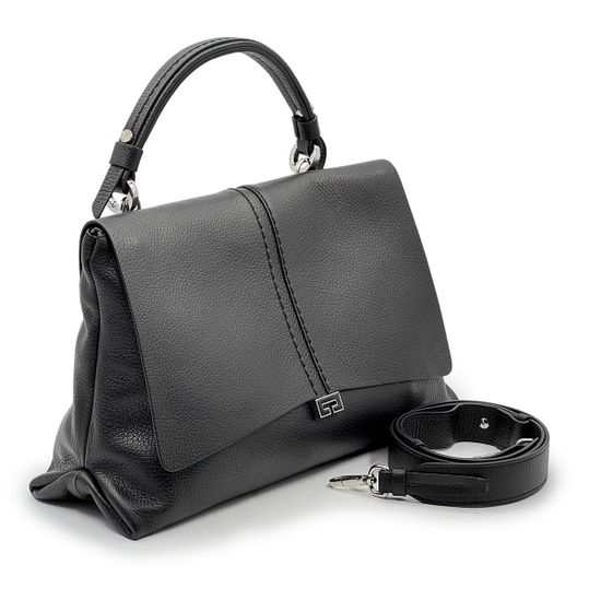 Сумка Loristella черная кожаная - фото 2,