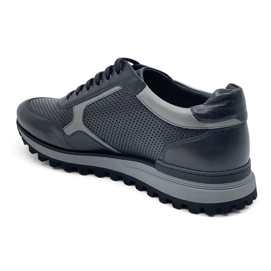 Кроссовки GiamPieroNicola черные кожаные с перфорацией - фото 3, C393136A GPN