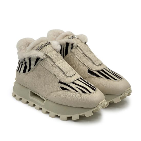 Кроссовки NILA&NILA белые кожаные на меху "зебра" - фото 9, NO9009M NIL BIANCO