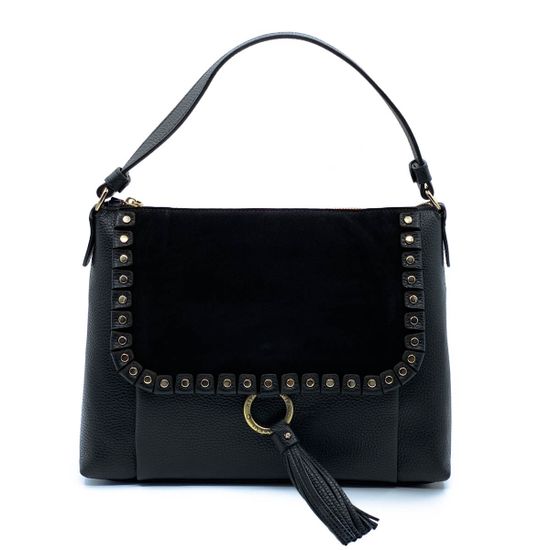 Сумка Ripani черная комбинация кожи и замши - фото 1, 