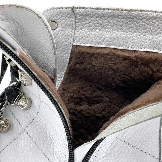 Ботинки Cover белые кожаные МЕХ - фото 6, 83609-2 COV