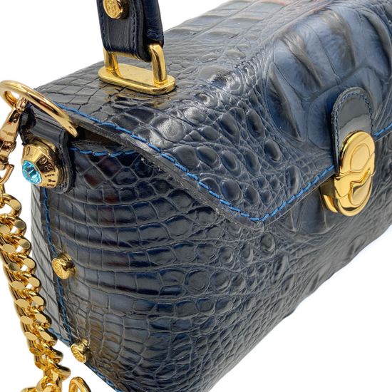Сумка Marino Orlandi синяя кожаная крокодил - фото 5, 
