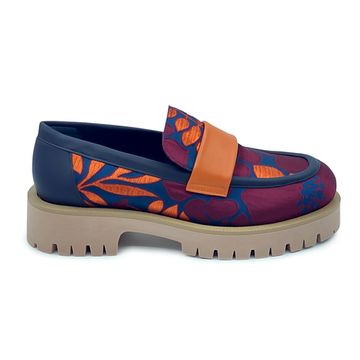 Лоферы NILA&amp;NILA  тестиль/кожа синий/бордо/оранж - фото 1, GIO24009T NIL BORDO