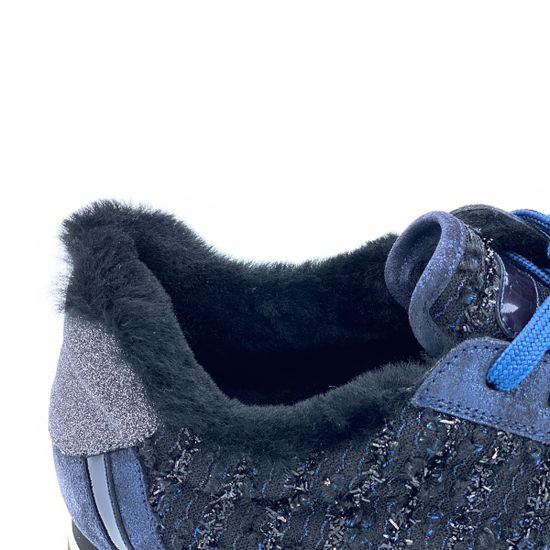 Сникерсы Pertini синие МЕХ комбинация замши и кожи - фото 7, 182W15412D4 PRT