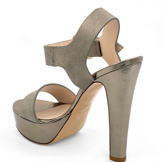 Босоножки Renzi кожаные серебряные на платформе - фото 3, 524200 RZ