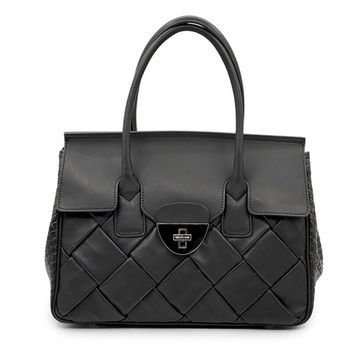 Сумка-саквояж Renato Angi черная кожаная плетенная - фото 1, 3401417 RA NERO