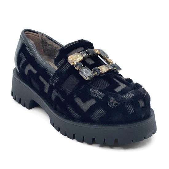 Лоферы NILA NILA черные замша/текстиль на меху - фото 2, VICTORIA-VLM NIL NERO