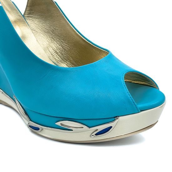 Босоножки Mara голубые кожаные - фото 6, 