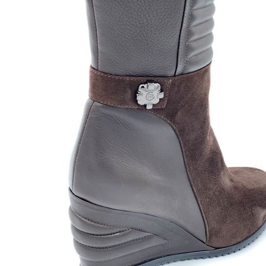 Полусапоги Giorgio Piergentili коричневые на байке комбинация замши и кожи - фото 4, 9322 GP MORO