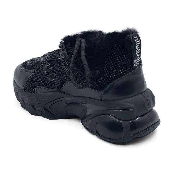 Кроссовки Nila Nila черные кожаные на меху - фото 3, ET119-006M NIL NERO