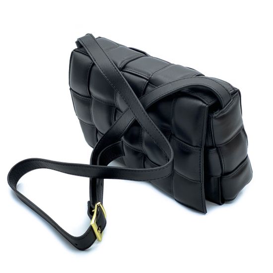 Сумка Di Gregorio черная кожаная плетеная - фото 3, 