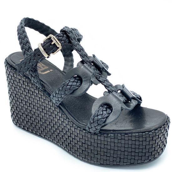 Босоножки Mimmu черные кожаные - фото 2, FGODIVA-3 MIM