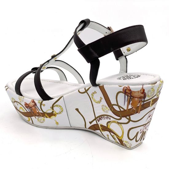 Босоножки Santini кожаные коричневые на танкетке - фото 3, 