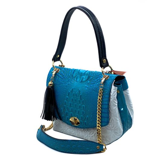 Сумка Marino Orlandi бело-голубая кожаная - фото 2, 