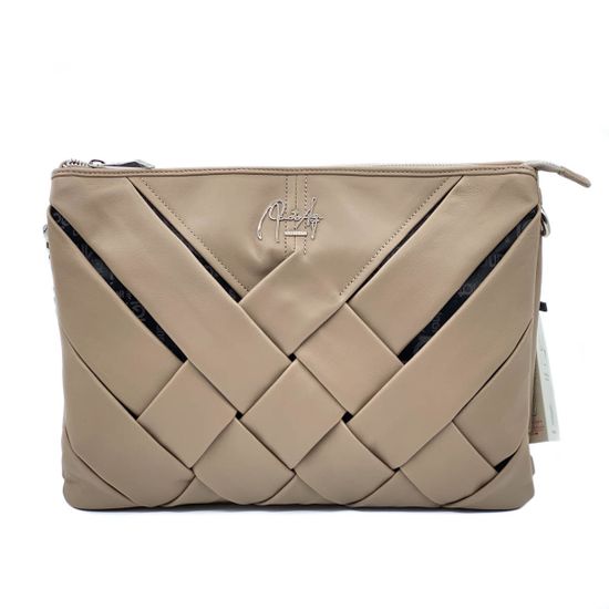 Сумка Renato Angi бежевая кожаная плетеная - фото 1, 