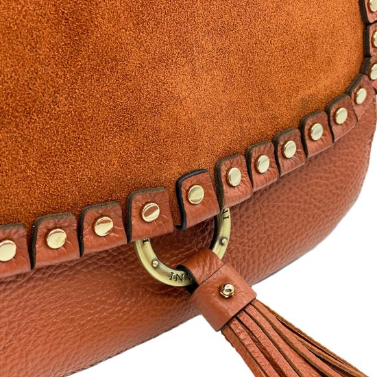 Сумочка Ripani рыжая комбинация кожи и замши - фото 8, 