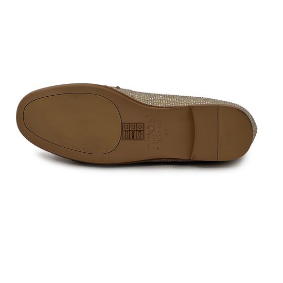 Лоферы женские TUFFONI замшевые бежевые со стразами - фото 4, 1024033VL TUF