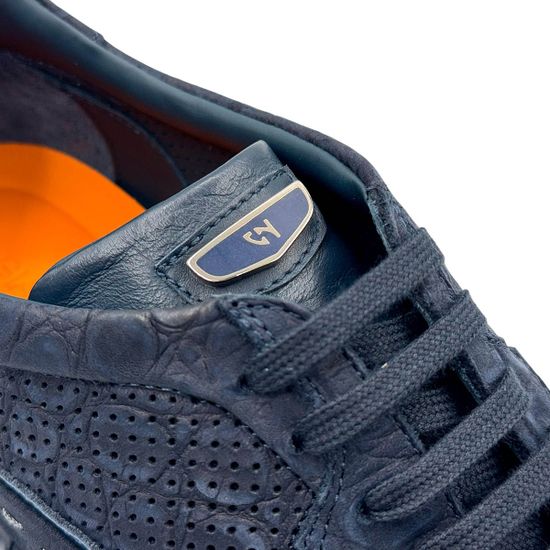 Кроссовки Giampieronicola синие кожа/нубук перфорированные - фото 8, 46906A GPN BLU