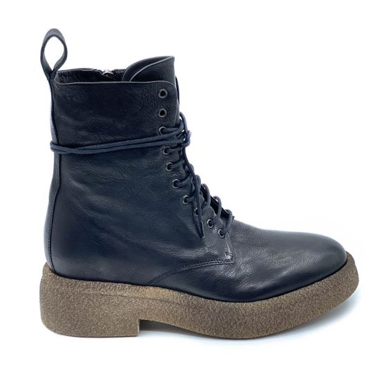 Ботинки Fru.it черные кожаные МЕХ - фото 1, 