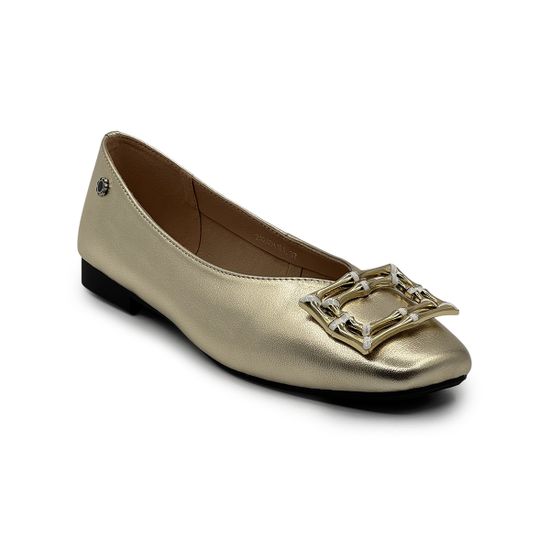 Балетки женские TUFFONI кожаные золотого цвета - фото 2, 2424011LL TUF