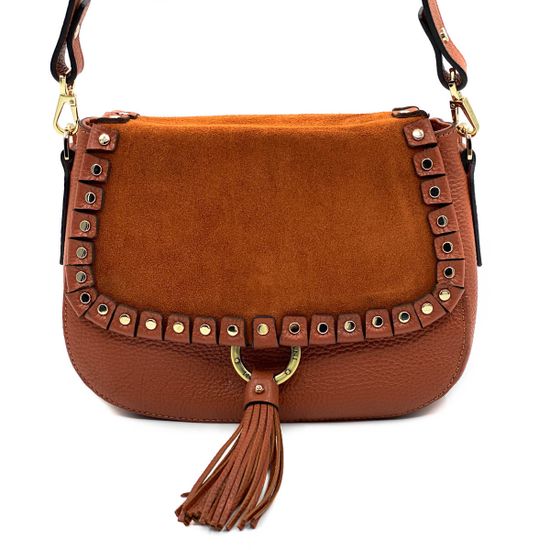 Сумочка Ripani рыжая комбинация кожи и замши - фото 1, 