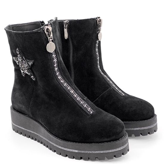 Ботинки Cover черные замшевые МЕХ - фото 7, 