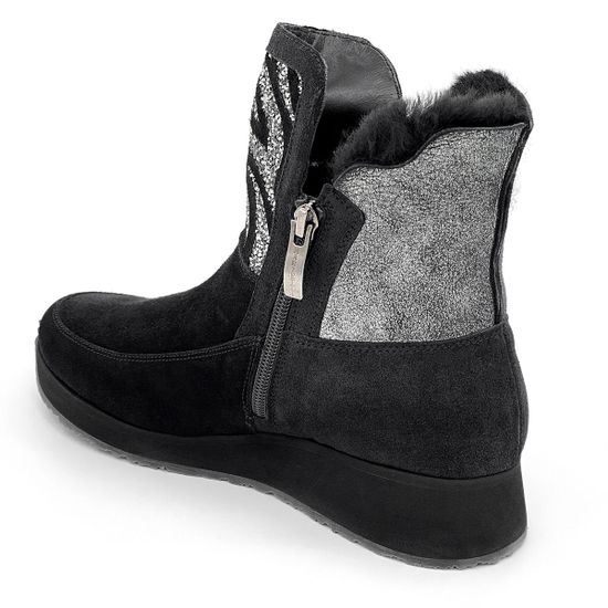 Ботинки Marzetti черно-серебряные замшевые МЕХ - фото 3, D74417M02 MZ