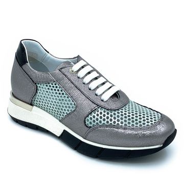 Кроссовки Donna Soft  изумрудно-серебряные кожаные - фото 2, DS0775 DS SILVER